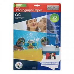 Pro:Form Pack of 20 A4 Photo Inkjet Paper - High Quality for Printing Photos on Productcaster.