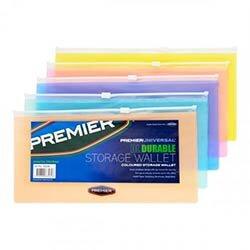 Premier Universal DL Durable Coloured Storage Wallet - 5 Assorted Colours, Organise Documents on Productcaster.