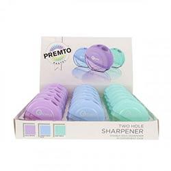 Premto Pastel Twin Hole Sharpener - Assorted Colours Available - Durable and Efficient Pencil Sharpener on Productcaster.