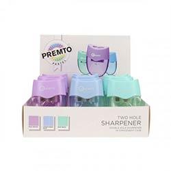 Premto Pastel Twin Hole Sharpener - Assorted Colours Available - Sharpens with Precision on Productcaster.