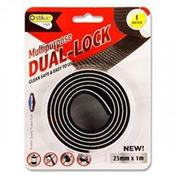 Stik-Ie 25mm X 1M Roll Multipurpose Dual-Lock - Black - Strong Adhesive for Secure Bonding on Productcaster.