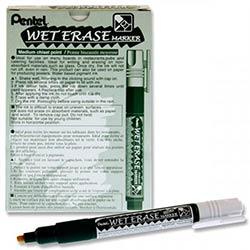 Pentel Wet Erase Chalk Marker Chisel Point - White - White Wet Erase Marker for Office and Classroom Use on Productcaster.