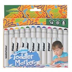 World Of Colour Pack of 12 Washable Toddler Markers - Safe & Washable Markers for Little Hands on Productcaster.