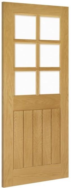 Deanta Doors Internal Ely Oak Pre-Finished Clear Bevelled Glass Door 2040 x 726 x 40mm on Productcaster.