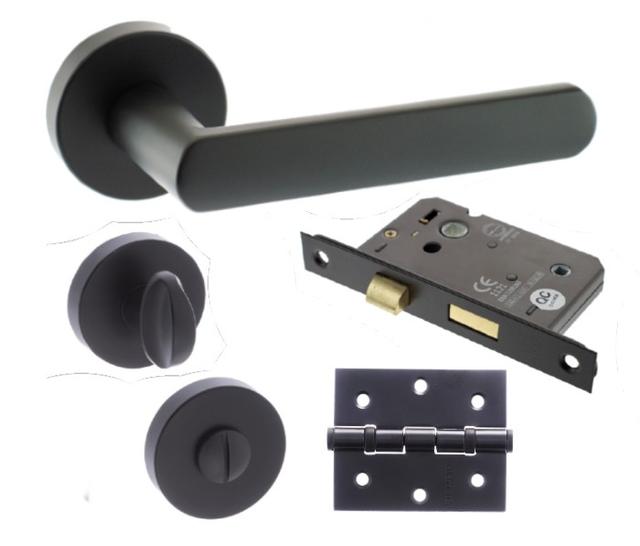 Atlantic Handles Status Michigan Matt Black Bathroom Latch Pack for Internal Doors on Productcaster.