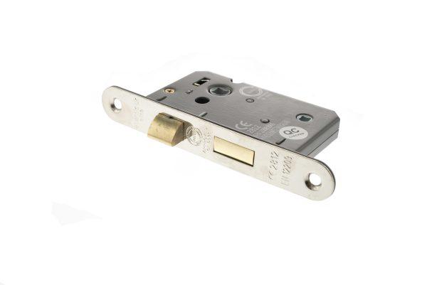 Atlantic Radius Corner Bathroom Lock [CE] 3" Polished Nickel on Productcaster.