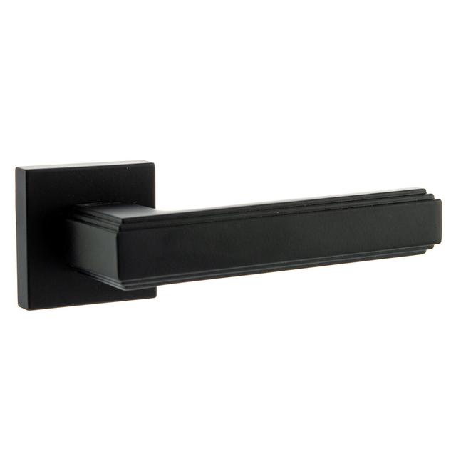 Forme Alila Lever Door Handle on Minimal Square Rose - Matt Black on Productcaster.