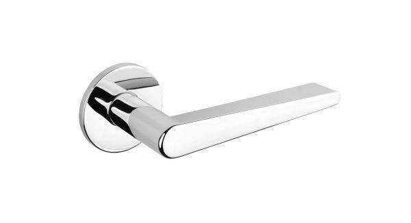 Tupai Exclusivo 5S Line Torrao Lever Door Handle on 5mm Slimline Round Rose - Bright Polished Chrome on Productcaster.