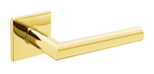 Tupai Exclusivo 5S Line Covela Lever Door Handle on 5mm Slimline Square Rose - Raw Brass on Productcaster.