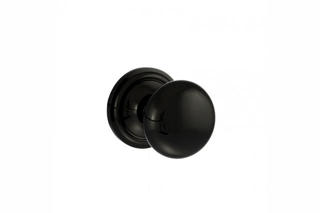 Old English Harrogate Solid Brass Mushroom Mortice Knob on Concealed Fix Rose - Black Nickel on Productcaster.