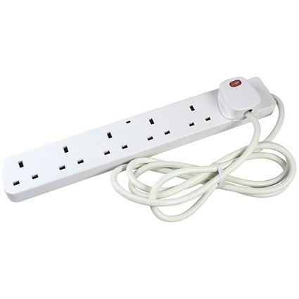 CED 6-Way Surge Protection 13 Amp 2m Extension Lead White on Productcaster.