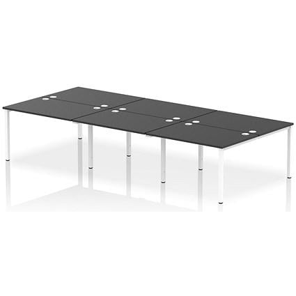 Impulse 6 Person Bench Desk, Back to Back, 6 x 1200mm (800mm Deep), White Frame, Black on Productcaster.