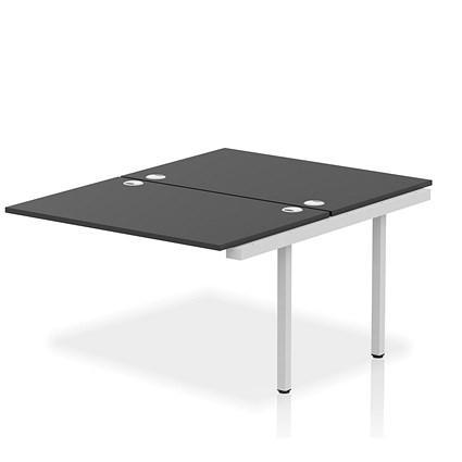 Impulse 2 Person Bench Desk Extension, Back to Back, 2 x 1200mm (800mm Deep), Silver Frame, Black on Productcaster.