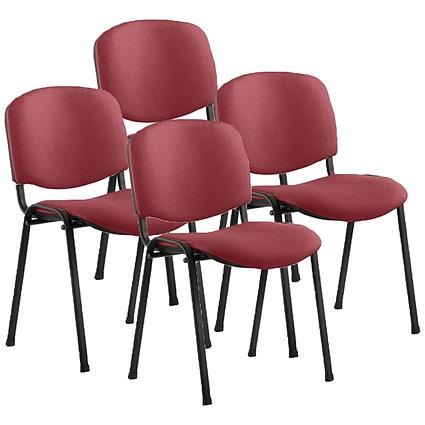 ISO Black Frame Stacking Chair, Ginseng Chilli, Pack of 4 on Productcaster.