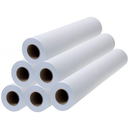 Q-Connect Paper Roll, 914mm x 50m, 80gsm, White, Pack of 6 Rolls on Productcaster.