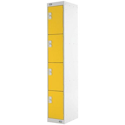 Four Compartment Locker 300x300x1800mm Yellow Door MC00024 on Productcaster.