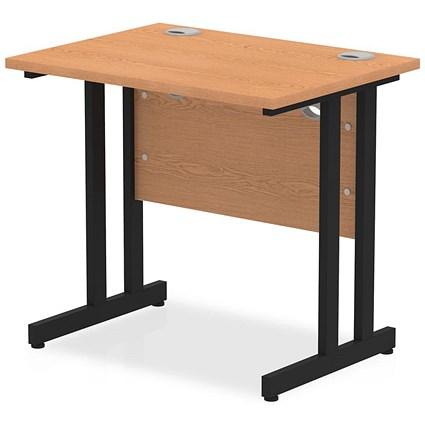 Impulse 800mm Slim Rectangular Desk, Black Cantilever Leg, Oak on Productcaster.