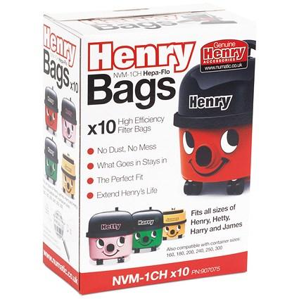 Henry Hoover replacement bags, Fit all sizes of Henry Hetty Harry and James - Pack of 10 on Productcaster.