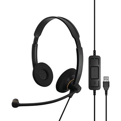 Epos Impact SC 60 USB MI Wired Binaural Headset with Easy Disconnect Black/Silver on Productcaster.