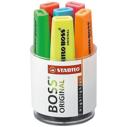 Stabilo Boss Desk Set of Six Highlighters in Pot, Assorted Colours on Productcaster.