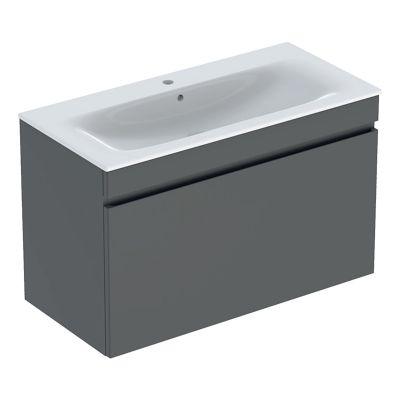 Geberit Renova Plan 100cm Vanity Unit and Basin in Lava - 50... on Productcaster.