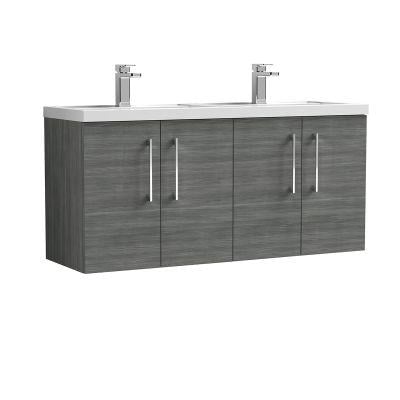 Nuie Arno Wall Hung 1200mm 4 Door Vanity Unit with Twin Poly... on Productcaster.