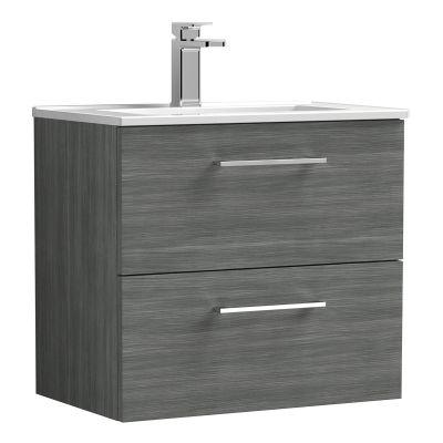 Nuie Arno Wall Hung 2 Drawer Vanity Unit and Minimalist Basi... on Productcaster.