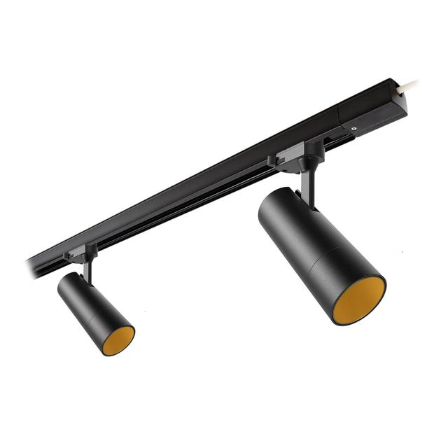 SMCC Tubular 60 LED GU10 Tracklight Set with 1 Metre Track & 2 Track Fixtures | Black/Gold | 7W | 3000K on Productcaster.