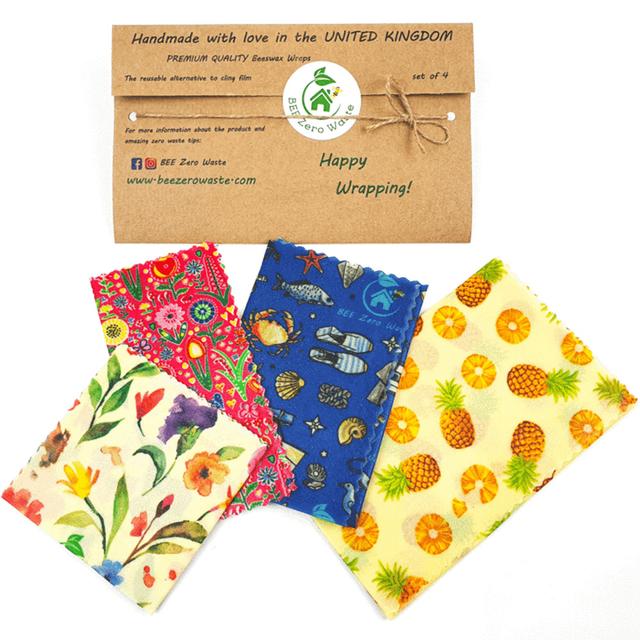 BEE Zero Waste Beeswax Wraps | Varied Designs | 4 Pack on Productcaster.