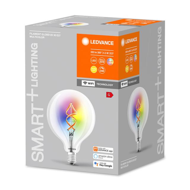 Ledvance Smart+ LED Filament Large Globe 125 E27 4W | Multicolour RGBW | WiFi on Productcaster.