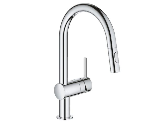 Grohe Minta Single Lever Swivel Spout 360 Kitchen Mixer Tap with Pull-Out Spray | Chrome on Productcaster.