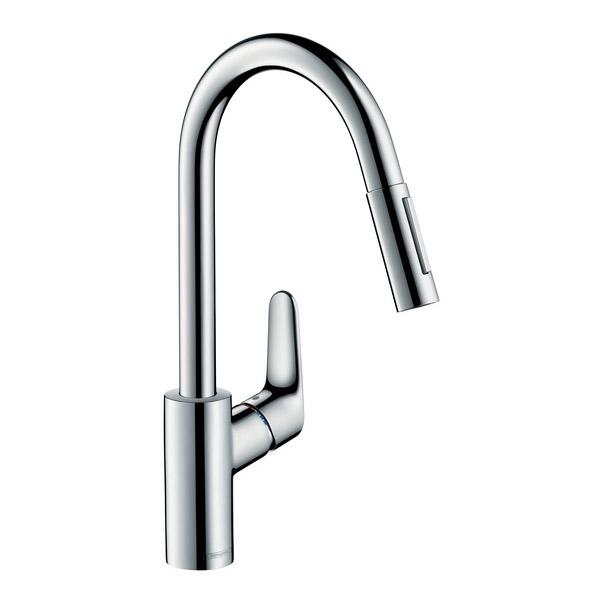 hansgrohe Focus M41 Single Lever 240 Swivel C Spout 150 Kitchen Mixer Tap with Pull-Out Spray | Chrome on Productcaster.