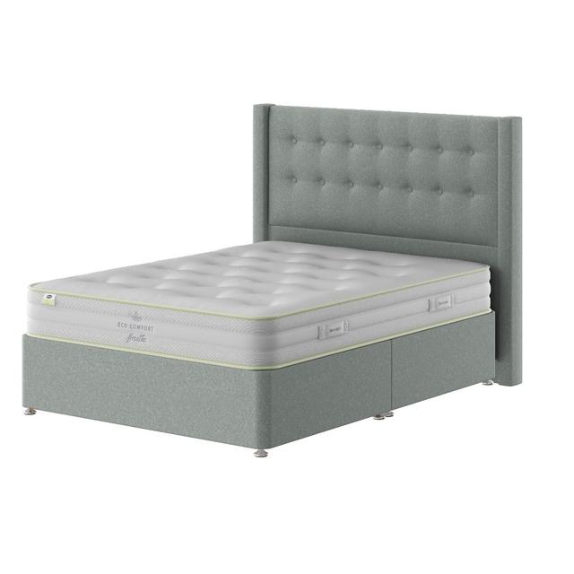 Eco Comfort Breathe 1200 Divan - Single - No Storage - Slimline base - Beech Leg - Slate Grey on Productcaster.