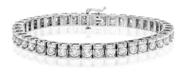 Diamond Tennis Bracelet 7.78ct 18k White Gold on Productcaster.