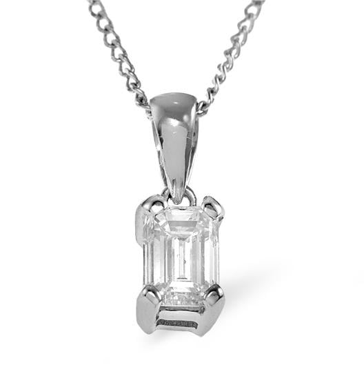 Alice Emerald Cut 18k White Gold Diamond Pendant Necklace 0.50ct G/vs on Productcaster.