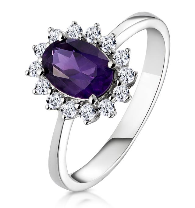 Amethyst 0.70ct And Diamond 9k White Gold Ring on Productcaster.