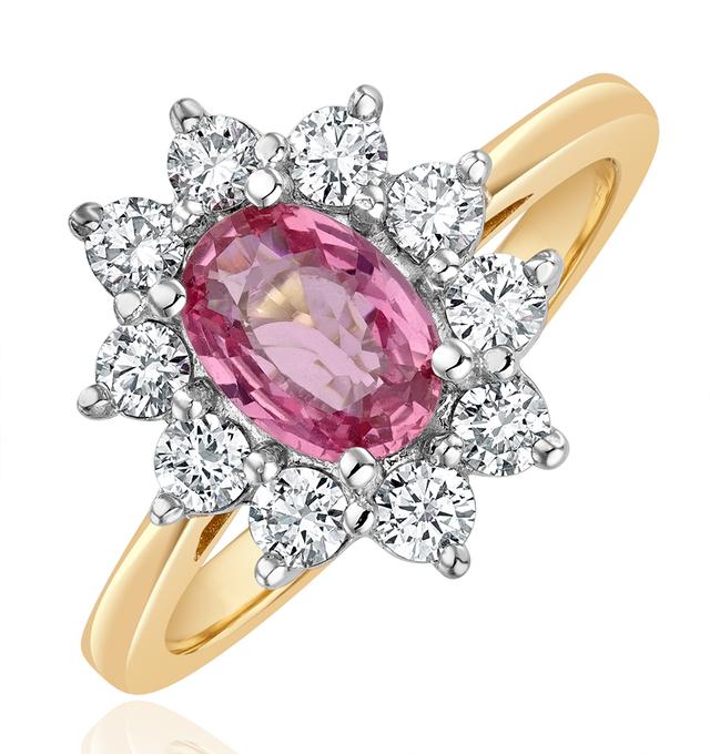 18k Gold 0.50ct Diamond And 1.05ct Pink Sapphire Ring on Productcaster.