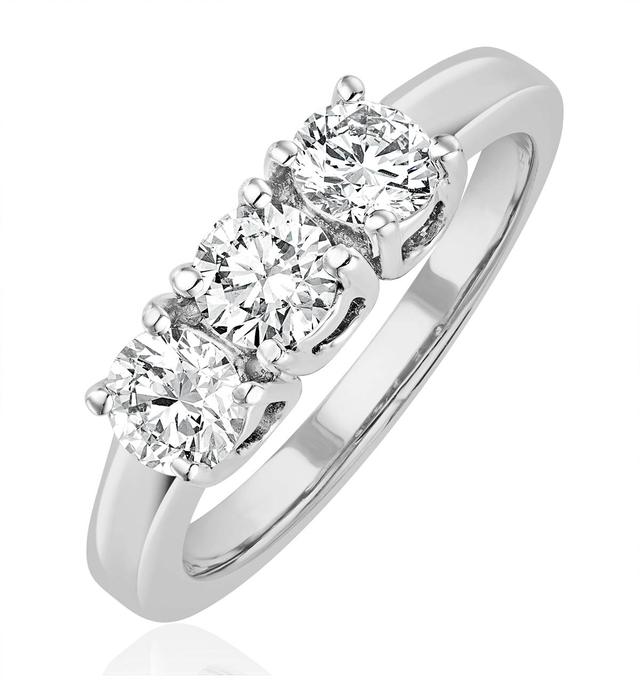 Chloe 3 Stone Trilogy Lab Diamond Ring 1.00ct F/vs In 18k White Gold on Productcaster.