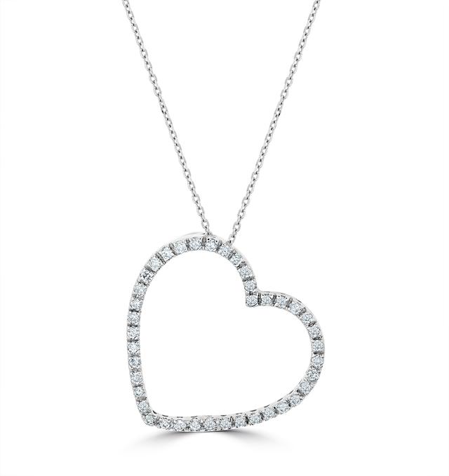 Heart Pendant Necklace 0.30ct Diamond 9k White Gold on Productcaster.