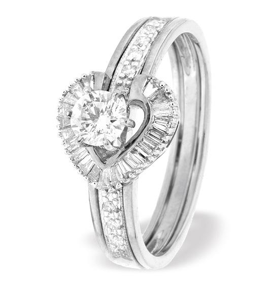 Diamond 0.65ct And 9k White Gold Solitaire Ring With Shoulders - Size M And N on Productcaster.