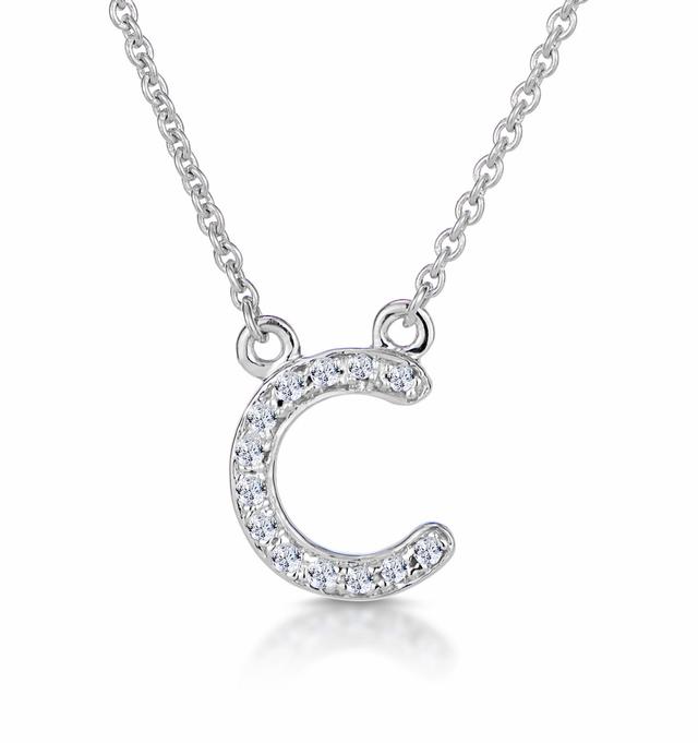 Initial 'c' Necklace Lab Diamond Encrusted Pave Set In 925 Sterling Silver on Productcaster.