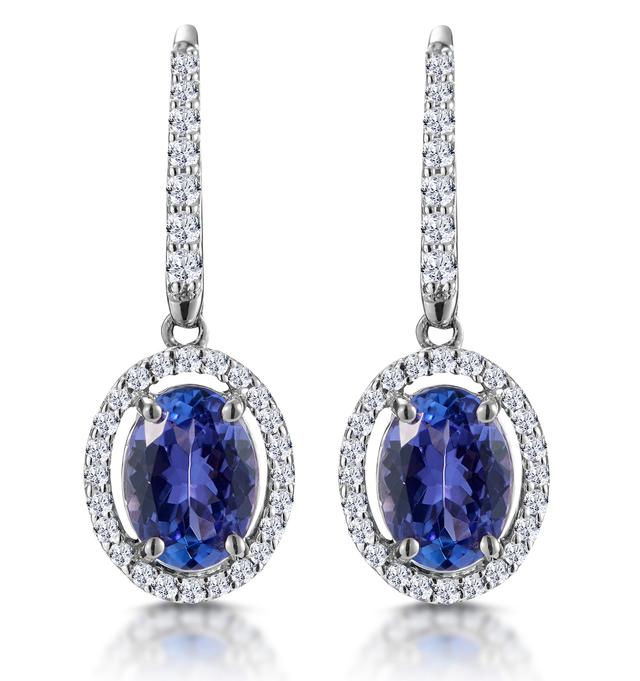 1.6ct Tanzanite (aaa) And Lab Diamond Halo Earrings 9kw Gold Asteria on Productcaster.