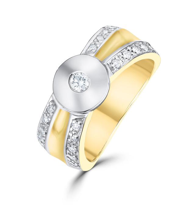 Shoulder Diamonds Rubover Ring 18k Gold White Gold 0.30ct - Size M on Productcaster.