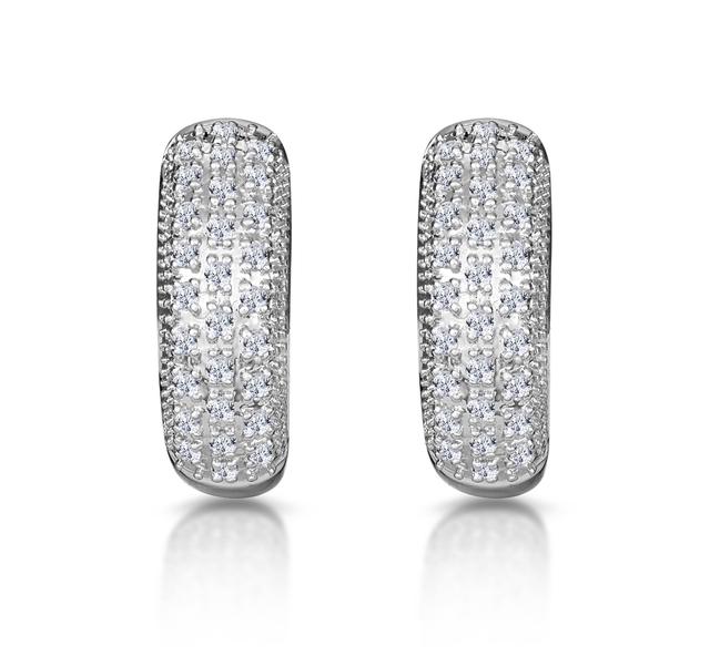 Huggie Earrings Lab Diamond Pave Set 0.33ct In 925 Silver on Productcaster.