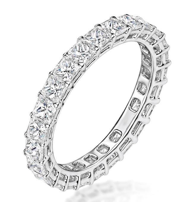 Gabrielle Diamond Eternity Ring Princess Cut 2.9ct Vvs Platinum J-n on Productcaster.