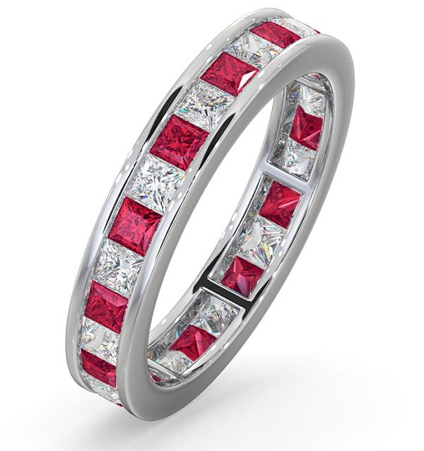 Eternity Ring Lauren Diamonds H/si And Ruby 2.25ct - 18k White Gold on Productcaster.