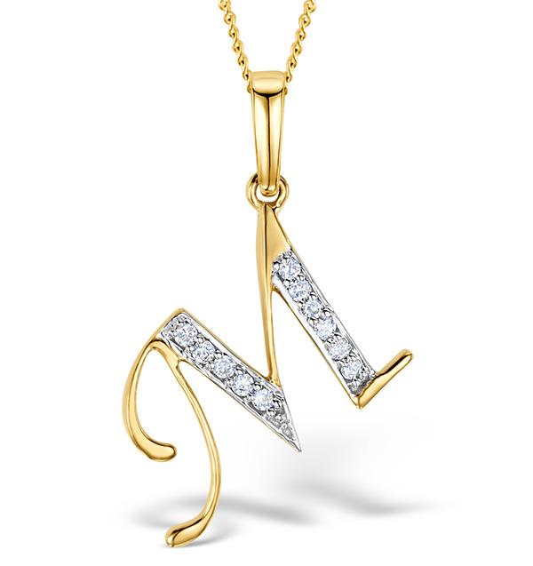 9k Gold Diamond Initial 'm' Necklace 0.05ct on Productcaster.