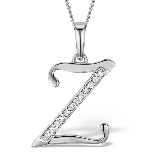 9k White Gold Diamond Initial 'z' Necklace 0.05ct on Productcaster.