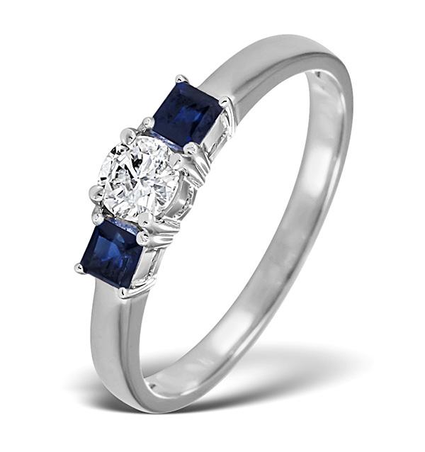 Lab Diamond 0.33ct And Sapphire 18k White Gold Ring Size N on Productcaster.