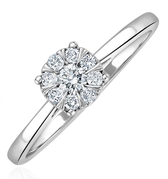 0.25ct Lab Diamond Cluster Solitaire Ring H/si In 925 Silver on Productcaster.